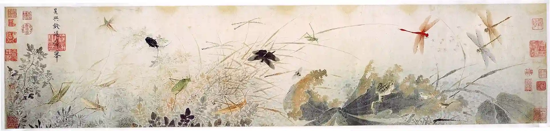 بخشی از یک نقاشی طوماردست، اوایل پاییز که توسط کیان ژوان (Qian Xuan) نقاش وفادار به دودمان سونگ ایجاد شده است.